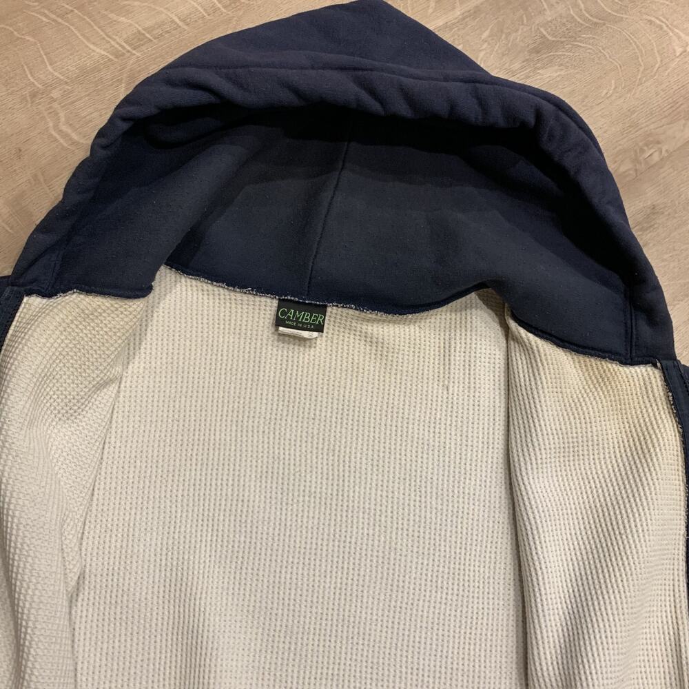 Vintage Camber Full Zip Hoodie Thermal Lined Work Wear Company Logo Mens 2XL XXL - Picture 7 of 8